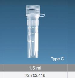 莎斯特/SARSTEDT_72.703.416_1.5ml联带旋盖螺帽管_可立，带花边，刻度，有标记区，已旋上 100个/包，10包/箱