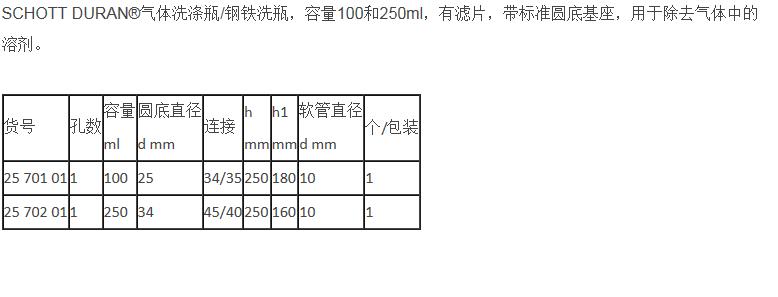 肖特/Schott_2570201_DURAN 气体洗涤瓶_45/40 250 ml