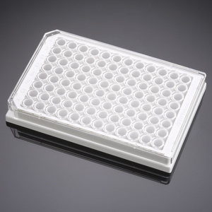 Corning BioCoat Poly-D-Lysine 96 Well White/Clear Flat Bottom TC-Treated Microplate, with Lid, 5/Pac