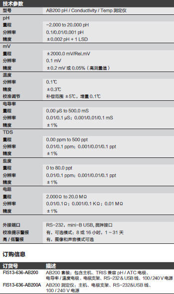 Fisherbrand_13-636-AB200A_电导率测量仪_AB200测定仪