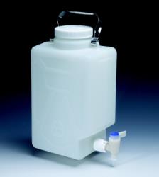 耐洁/Nalgene_DS2327-0050_氟化矩形细口大瓶（带放水口）_HDPE  20L Tefzel*放水口 白色PP螺旋盖  1个