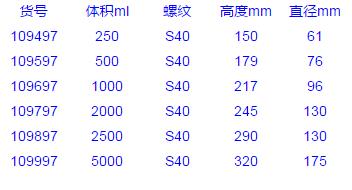 Vitlab_ 109797_广口瓶_PFA  2000ml PFA螺旋盖 1个