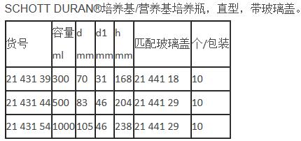 肖特/Schott_2143154_DURAN培养基瓶_straigth rim， 1000 ml